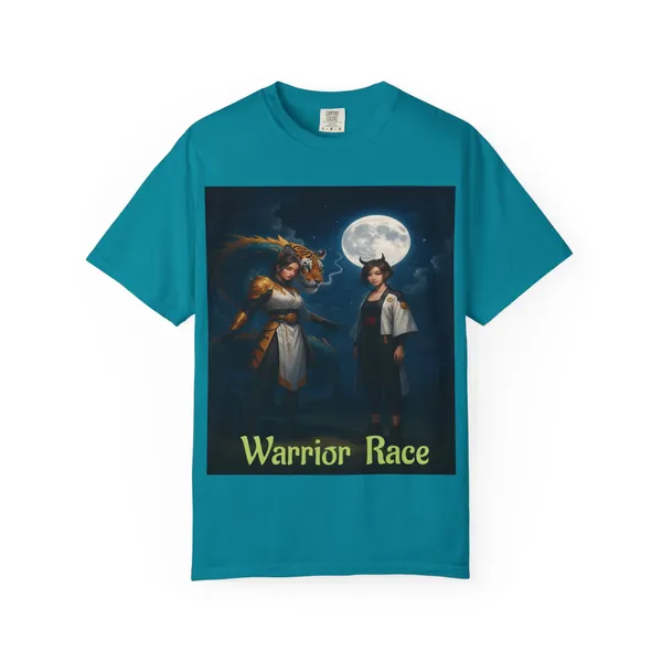 Warrior_Race_Fantasy_Graphic_Tee_Gamer_Cosplay_Shirt_Topaz_Blue